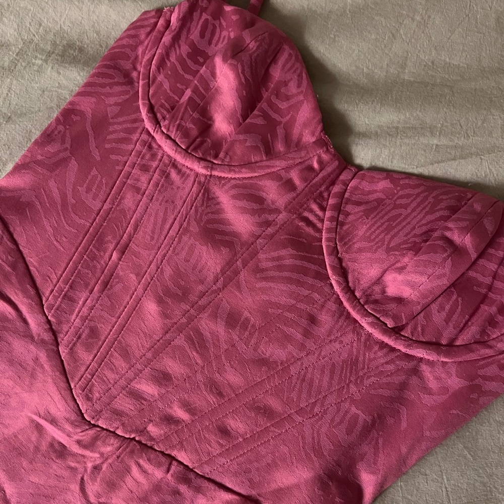 Corset Midi Dress - Rose Pink, Sexy, Side slit dress